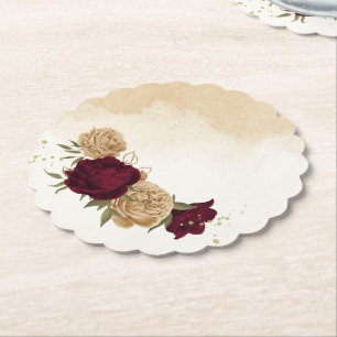 Marinegrüne beige goldene botanische Hochzeit Untersetzer