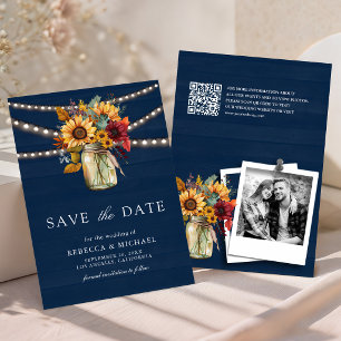 Marineholz Burgunder Sonnenblumen Mason Jar Hochze Save The Date