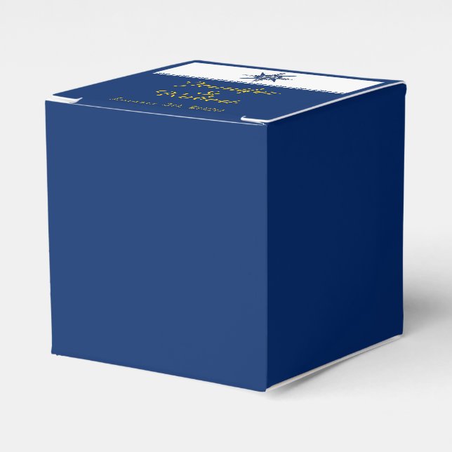 Marinekompass-Rose in Navy und Yellow Wedding Geschenkschachtel (Vorderseite)