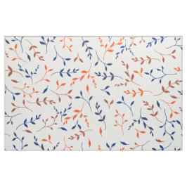 Marineorange Ditsy Botanisches Blattmuster Stoff
