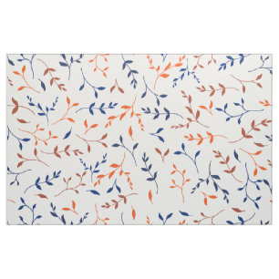 Marineorange Ditsy Botanisches Blattmuster Stoff