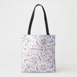 Marineorange Ditsy Botanisches Blattmuster Tasche