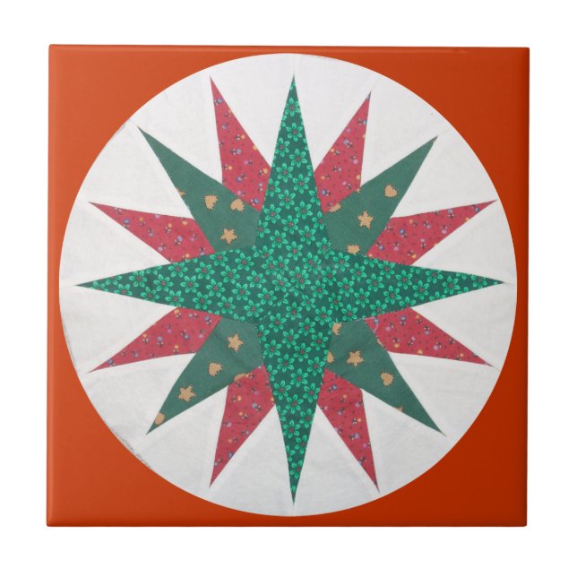 Mariner's Compass Quilt Tile Fliese (Vorderseite)
