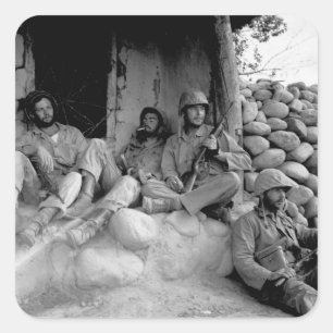 Marines der 1. Marine Division Relax_War Image Quadratischer Aufkleber