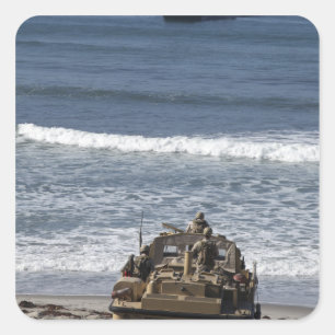 Marines erwarten die Ankunft Quadratischer Aufkleber