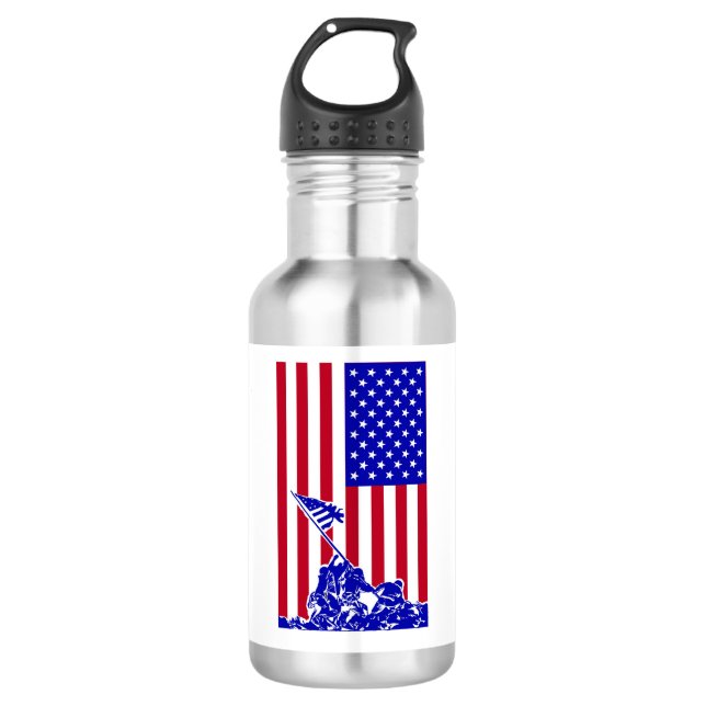 Marines heben amerikanische Flagge auf Edelstahlflasche (Vorderseite)