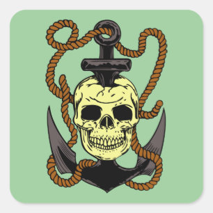 Marineschädel-Tätowierung Quadratischer Aufkleber