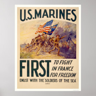 Marinesoldaten - zuerst in Frankreich für Freihei Poster