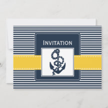 Marinestreifen, Anker, nautische Hochzeit lädt ein