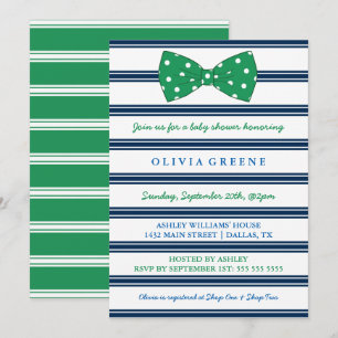 Marinestreifen und Polka Dot Bow  Babydusche Einladung