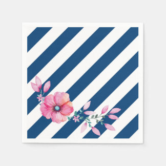Marinestreifen und rosa Neapel Serviette