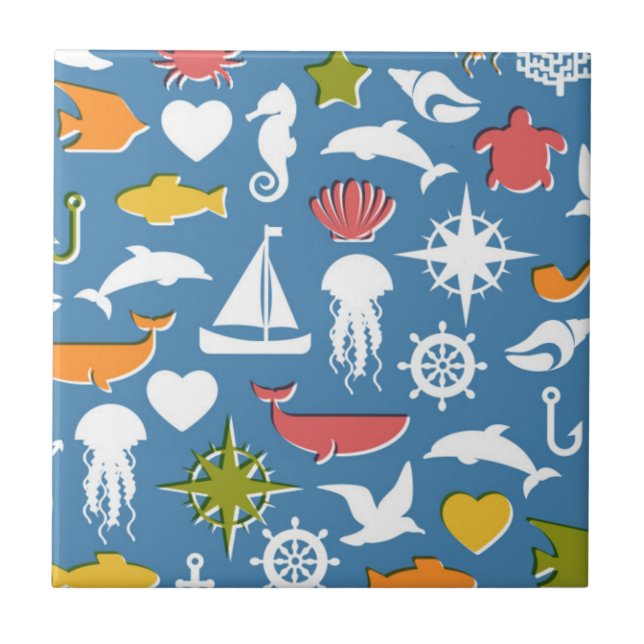 Marinesymbol-Muster Fliese (Vorderseite)