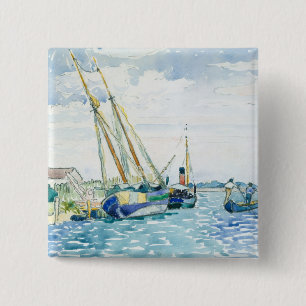 Marineszenen-Boote nähern sich Venedig Button