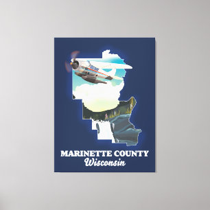Marinette County Wisconsin Karte Leinwanddruck