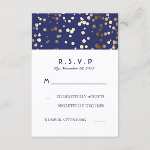 Marineund Goldconfetti-Hochzeit UAWG Karten