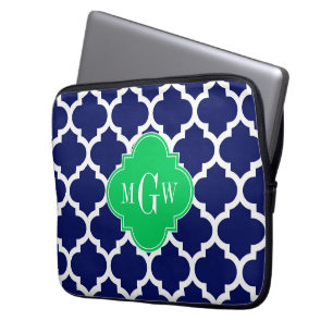Marineweiß Marokkanisch #5 Smaragd 3 Anfangsmonogr Laptopschutzhülle