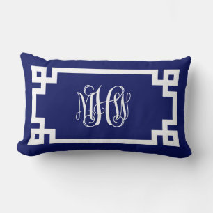 Marineweiß Reben-Schriftzug Monogramm Griechischer Lendenkissen