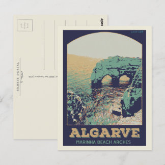 Marinha Beach Illustration Algarve Portugal Postkarte