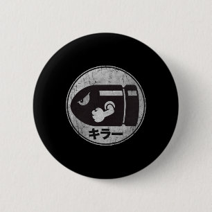 Mario Bullet Bill Distressed Kanji Logo Button