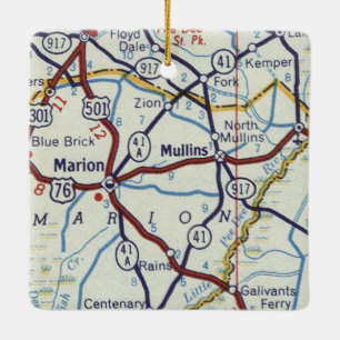 Marion und Mullins SC Vintag Map Keramikornament