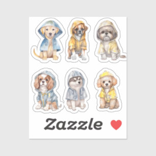 Marionnettes mignonnes en Raincoats Stickers