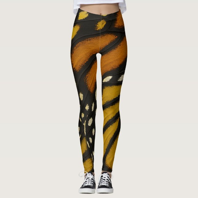 Mariposa Orange & Yellow Monarch Butterfly Wing Leggings (Vorderseite)
