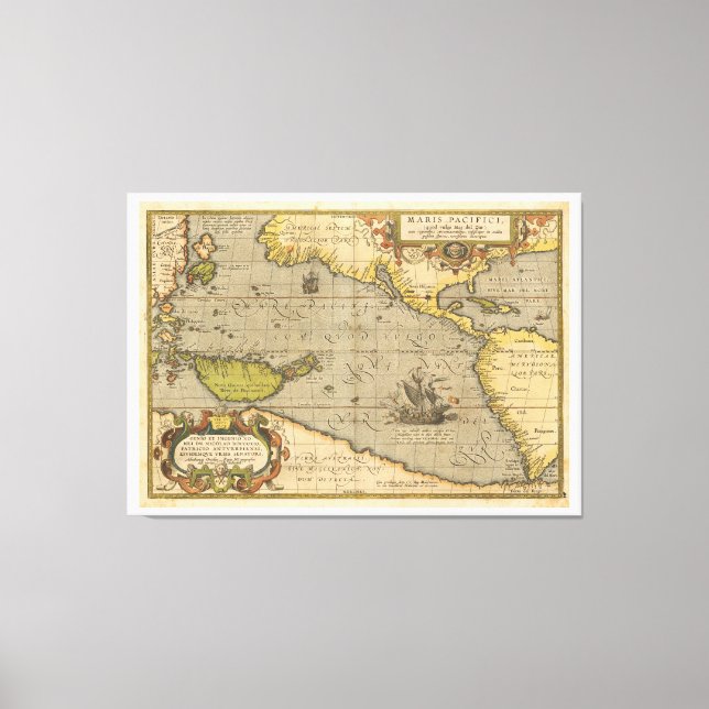 Maris Pacifici 1589 von Abraham Ortelius Leinwanddruck (Vorderseite)