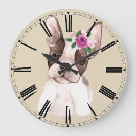 Marisol, die französische Bulldogmauer-Uhr Große Wanduhr