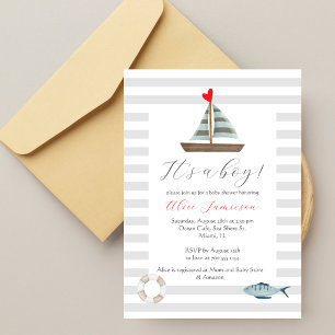 Maritim Es ist ein Junge Aquarell-Baby-Party Einladung