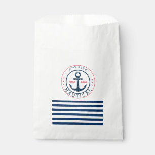 Maritim, Schiffsname, Anker Navyblaue Streifen Geschenktütchen