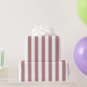 Maritim Staub-Rosa und Weiß gestreift  Geschenkpapier