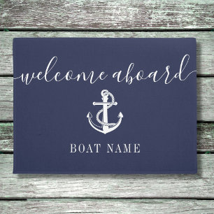 Maritime Anker Boot Name Marine Blau Willkommen an Fußmatte