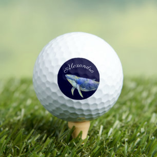 Maritime Aquarell Wal Navy Blau Küste Golfball