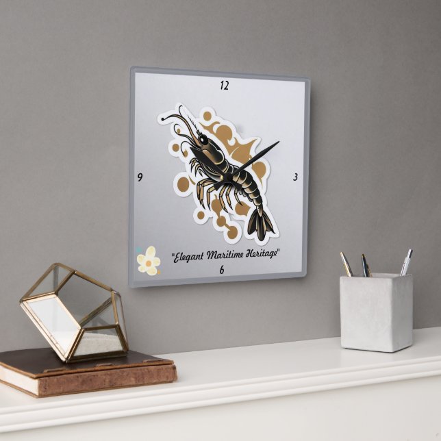 "Maritime Artistry" Quadratische Wanduhr (Büro)