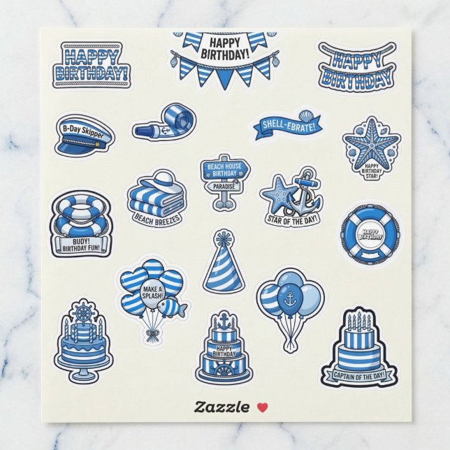 Maritime Birthday Bash Aufkleber Sammlung (The ultimate stickers for your b-day skipper.)