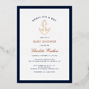 Maritime Bootsanker Baby Shower Folieneinladung
