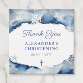 Maritime Dark Blue Christening Party Vielen Dank Geschenkanhänger
