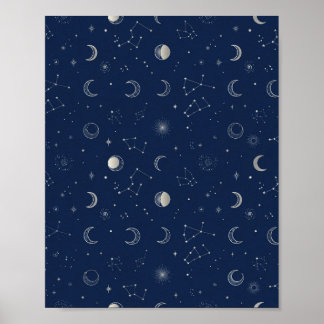 Maritime Himmel Mond und Sterne Kunstposter Poster