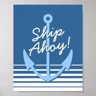 Maritime Kinderzimmer-Dekor Babyblaues Anker-Pos Poster