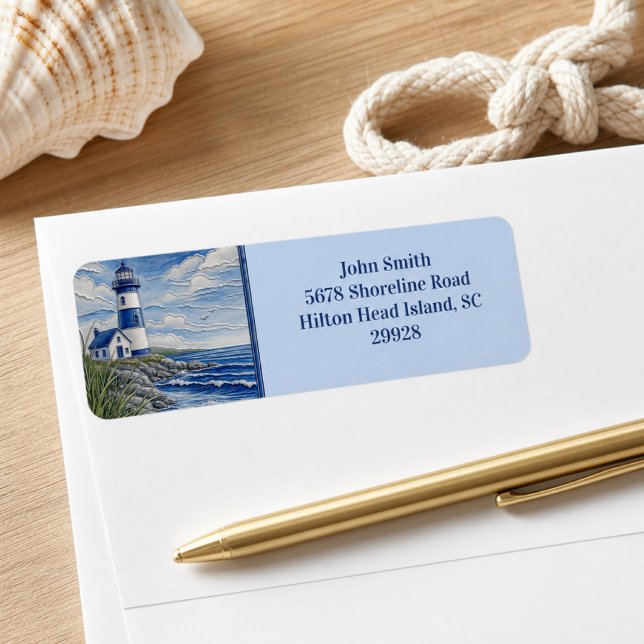 Maritime Leuchtturm-Rücksendeadresse am Meer  (Von Creator hochgeladen)