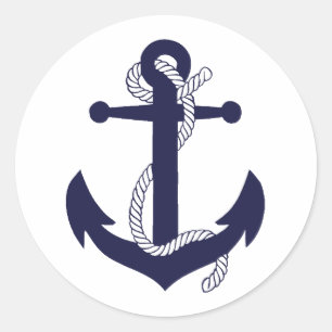 Maritime marineblaue Silhouette Anker Seil/Design Runder Aufkleber