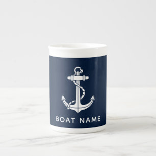 Maritime Navy Blau Anker Boot Name Benutzerdefinie Prozellantasse