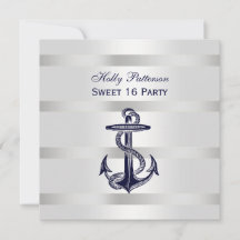 Maritime Navy Blau Anker Silber Wt BG SQ Sweet 16