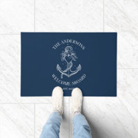Maritime Navy Blau Anker Willkommen an Bord Bootsn