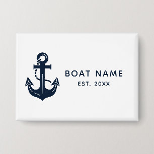Maritime Navy Blau Schiff Name Anker Button