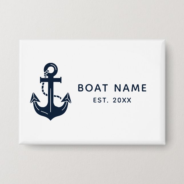 Maritime Navy Blau Schiff Name Anker Button (Vorderseite)