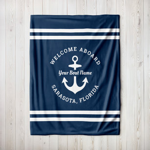 Maritime Navy Willkommen an Bord Bootsname Fleecedecke