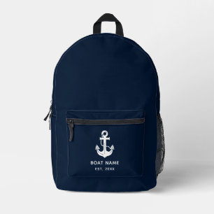 Maritime Navyblau kundenspezifischer Bootsname Bedruckter Rucksack