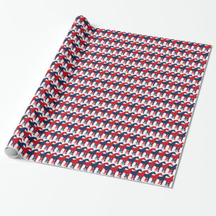 Maritime Navyblau, Rot und Weiß Pferd Geschenkpapier