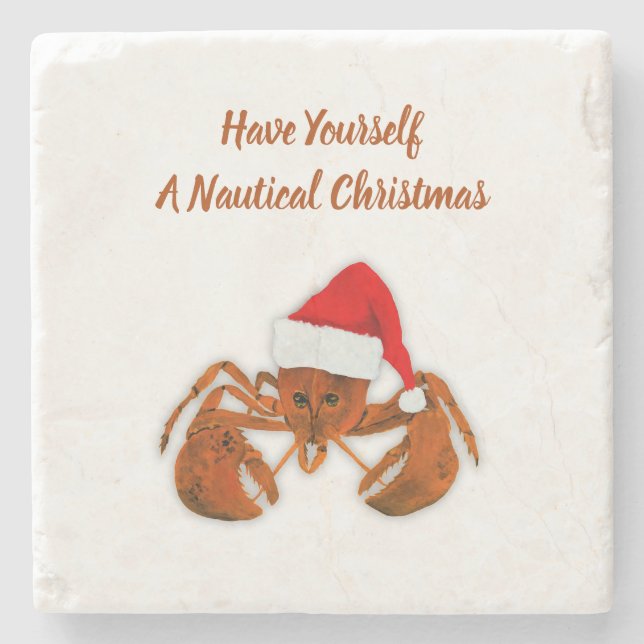 Maritime Santa Lobster Steinuntersetzer (Vorderseite)
